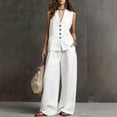 thumbnail image 2 of NMMUED Women's Linen 2 Piece Sets Summer Outfits Vest Waistcoat Casual Dressy Work Vacation Travel Pants Sets White XS, 2 of 7