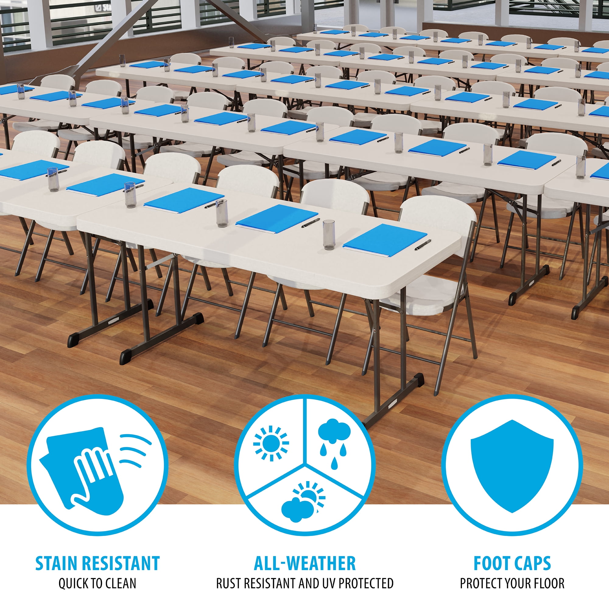Lifetime 6 Foot Rectangle Folding Table, Indoor/Outdoor Professional Grade, Almond (80249)