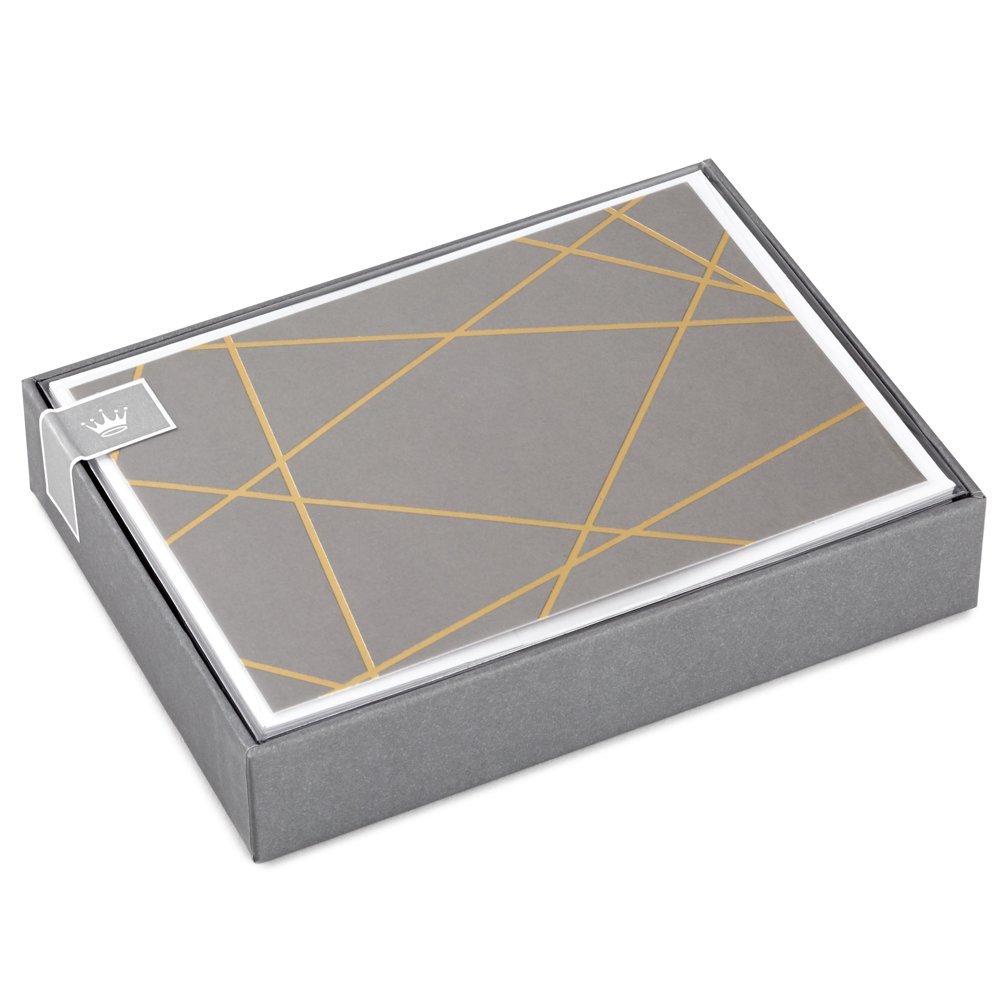 Hallmark Blank Cards, Gold Foil Lines (10 Cards with Envelopes