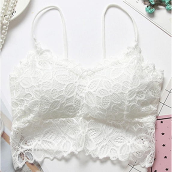 Women Lingerie Full Lace Cross Slim With Chest Pad Gathered Hollow Tube Top Ladies Bras Underwear