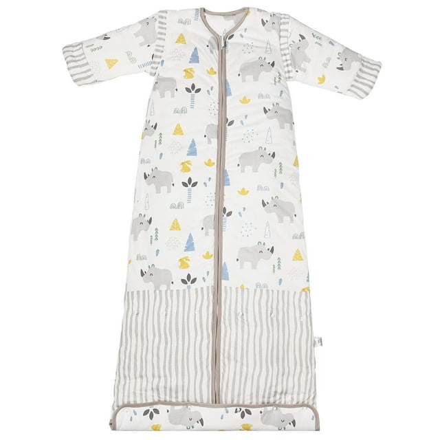 2.5 Tog Baby SleepSack Wearable Blanket for 0-3 Years,Cotton Swaddle with Detachable Sleeves and Adjustable Length,Small
