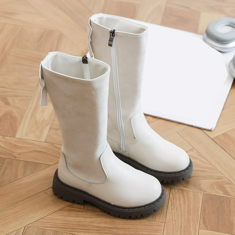 Hessimy ankle boots for women Girls Cute Leather Zip-Up Knee High