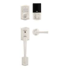 Weiser Prescott/Katella/SmartCode Satin Nickel Exterior Door Handle Set/Keyless Entry Door Lock
