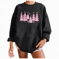 thumbnail image 3 of Towmus Plus Size Christmas Sweatshirt for Women Cute Long Sleeve Pink Christmas Tree Printed Fall Winter Pullover Tops, 3 of 6