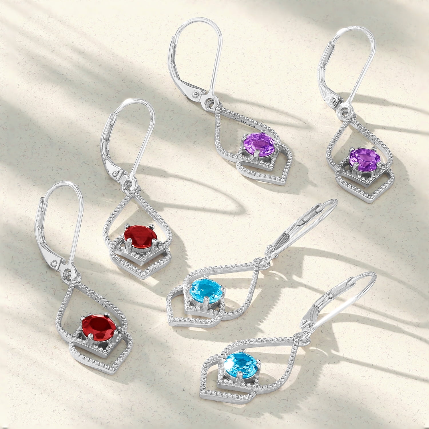 Purple Amethyst Dangle Earrings for Women in 925 Sterling Silver with Leverback and 5mm February Birthstone by MAX + STONE