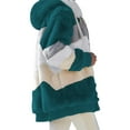thumbnail image 2 of Womens Winter Fuzzy Fleece Jacket Hooded Color Block Patchwork Coats Outerwear with Pockets Green S, 2 of 8