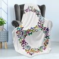 thumbnail image 4 of Letter B Soft Flannel Fleece Throw Blanket, Exoticism Beauty Fragility Theme Springtime Creatures Forming Letter B Feminine, Cozy Plush for Indoor and Outdoor Use, 70" x 90", Multicolor, by Ambesonne, 4 of 5