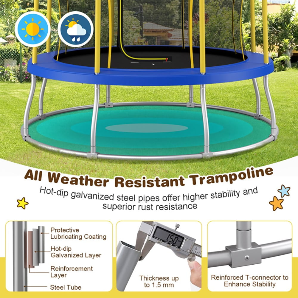 Yardi Yarda 8 Ft Outdoor Unique Flower Shape Trampoline with Enclosure Net-Orange, Bounce Trampoline for Garden, Park