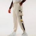 thumbnail image 4 of Loose Fit Multi Pocket Joggers For Spring Summer, Men's Street Style Waist Drawstring Casual Pants Cargo Pants For Fitness Outdo, 4 of 5