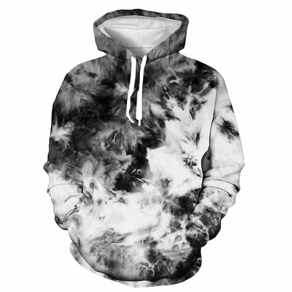 Mens Oversized Hoodies Drawstring Tie-Dye Sweatshirt Fit Long Sleeve Pullover Women Casual Hooded Shirts