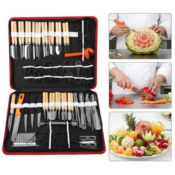 Eurhowing 80Pcs Vegetable Fruit Carving Kit, Stainless Steel Peeling and Sculpting Tools Set, Kitchen Utensils for Garnish & Artistic Plating