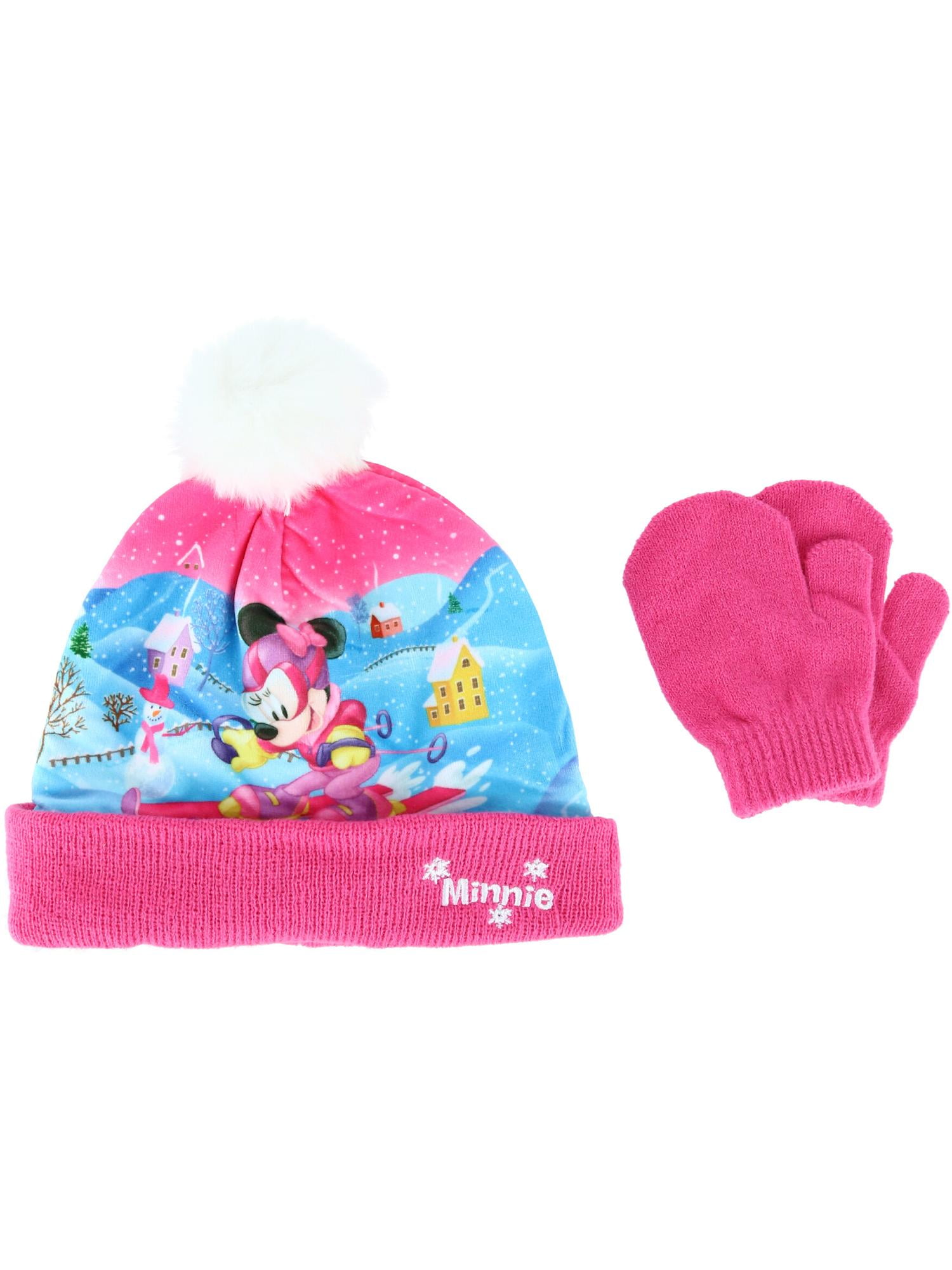Textiel Trade Infant Toddler Disney Minnie Mouse Pom Cuff Hat Mitten Set Walmart Com