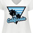 thumbnail image 4 of Inktastic California with Triangle and Palm Trees in Blue Women's Plus Size V-Neck T-Shirt, 4 of 5
