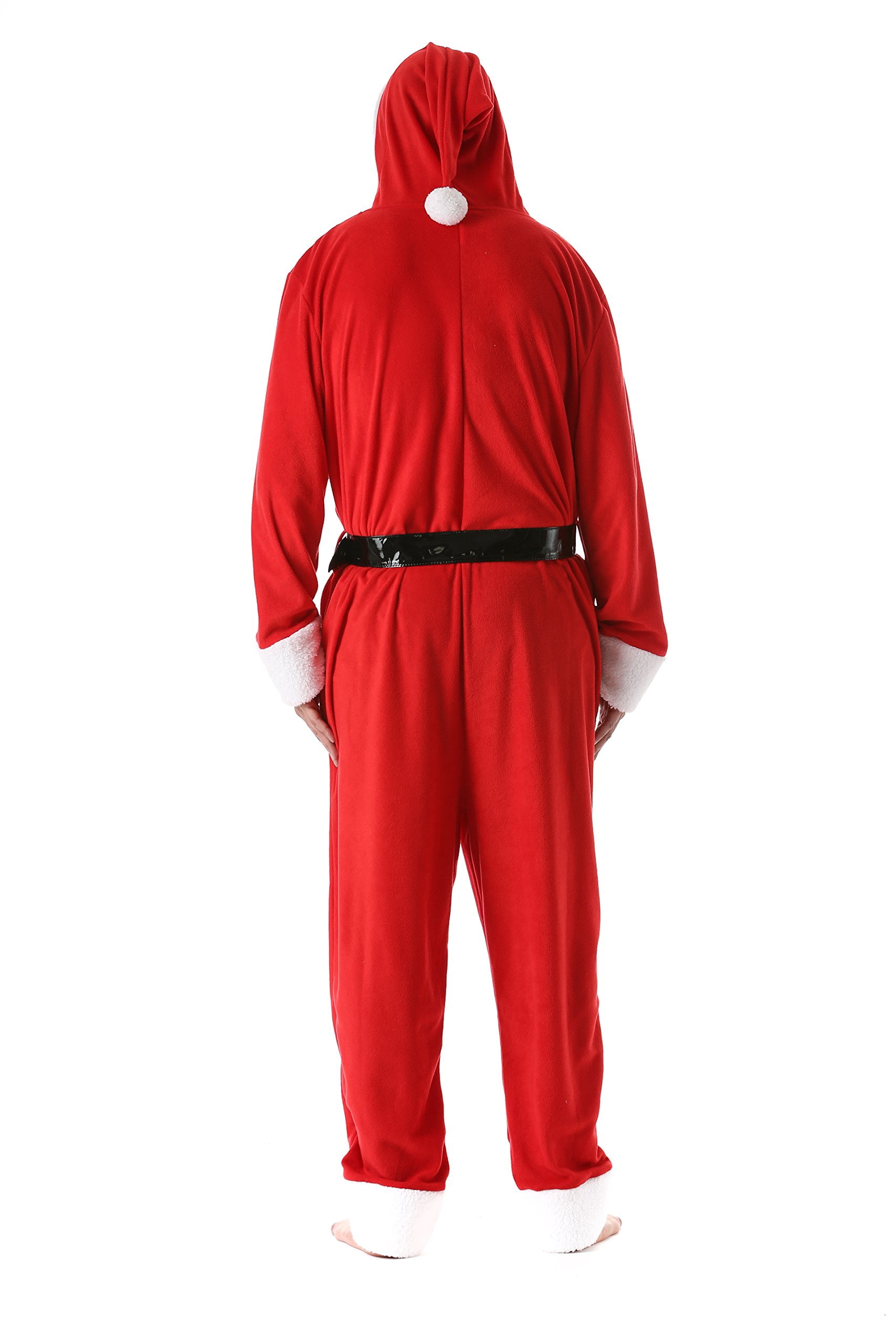 #followme Mens Adult Bodysuit Holiday Microfleece Jumpsuit One-Piece Pajamas (Santa, Small)