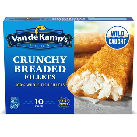 Van de Kamp's Crunchy Breaded 100% Whole Fish Fillets, Frozen, 19 oz. 10-Count