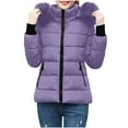 thumbnail image 7 of TKLPEHG Womens Winter Coats Quilted Thicken Warm Puffer Ski Jacket Hooded Waterproof Outdoor Comfy Down Jackets (Purple,L), 7 of 7