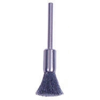 Miniature Stem-Mounted End Brush, Stainless Steel, 1/4 In Dia 0.005 In Wire , 37000 Rpm | Bundle of 2 Each