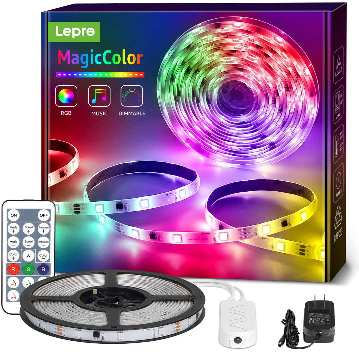 32.8FT Dreamcolor LED Strip Lights RGBIC 5050 Rooms TV Rainbow Strip 5m 15m Kit 