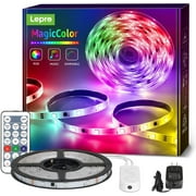 Lepro MagicColor LED Strip Lights, Lepro 16.4ft Music Sync Waterproof RGBIC Light Strip with Remote, 5050 RGB LED Lights for Bedroom, Home Decoration, TV, Gaming Room, Party, Balcony and Camping