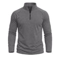 thumbnail image 3 of LEAVINGSUO Pullover Shirts for Men Fall Winter Washed Long-sleeved Stand-up Collar Shirt Dark Gray S, 3 of 6