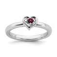 thumbnail image 1 of 925 Sterling Silver Stackable Expressions Created Ruby Heart Ring Size: 10; for Adults and Teens; for Women and Men, 1 of 5