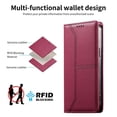 thumbnail image 5 of Leather For iPhone 13 Pro Case【RFID Blocking】Wire Pressing Process Flip Wallet Leather Case With Card Holder Magnetic Closure  Phone Cases Cover,Red,For iPhone 13 Pro, 5 of 10