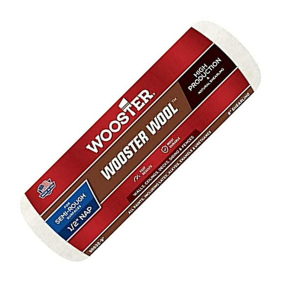 Wooster RR632 9" Wooster Wool 1/2" Nap Roller Cover