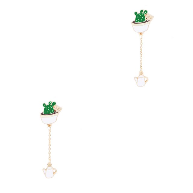 Broche Jumpingount Dibujos Animados Diseño Planta Accesorios con Cadena C1134-3 2Conjunto