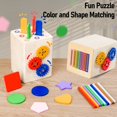 thumbnail image 3 of Activity Wooden Shape Sorter Toy Early Learning Educational Color Shape Matching Cube for Toddlers, 3 of 7