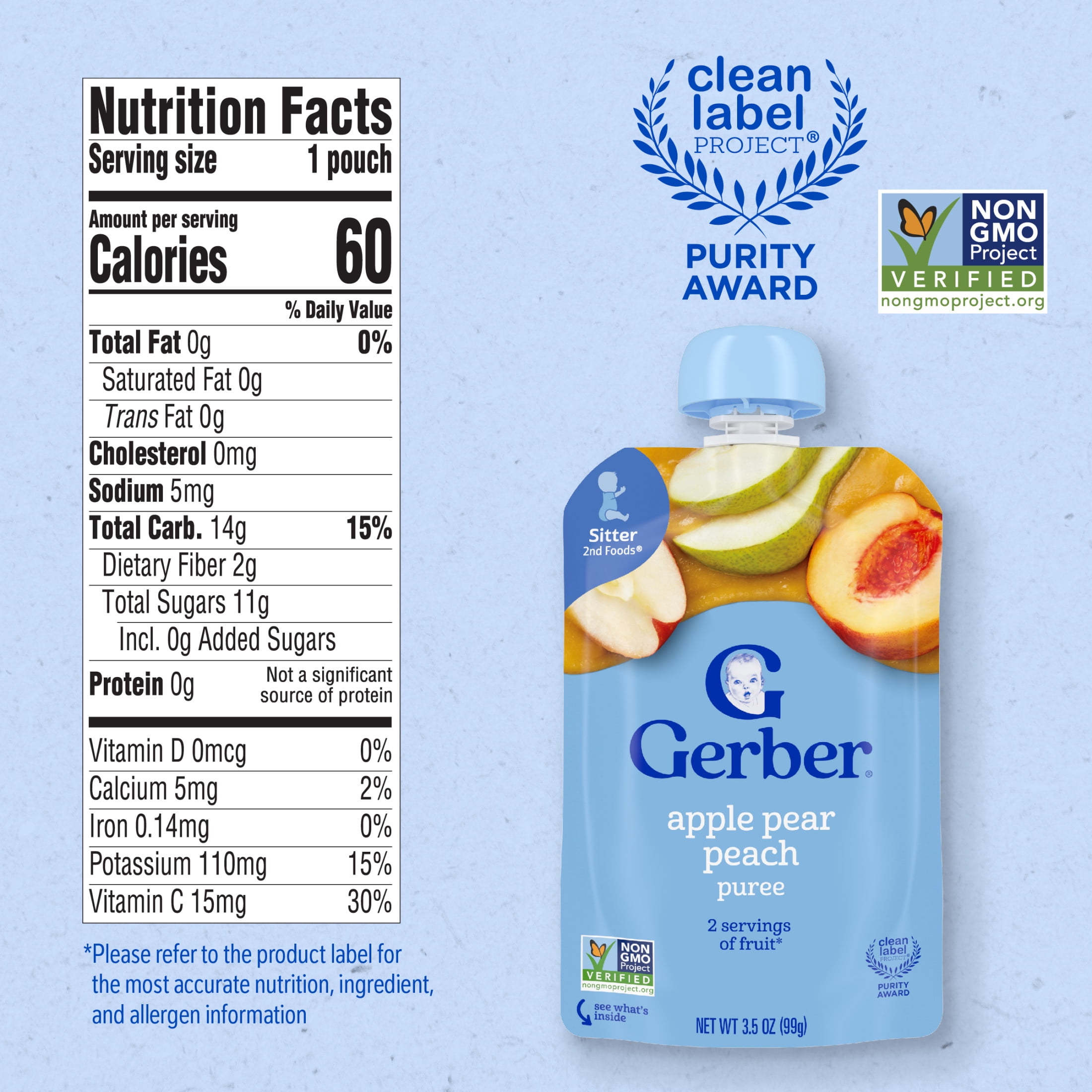 Gerber Toddler Foods, Apple Pear Peach, 3.5 oz Pouch