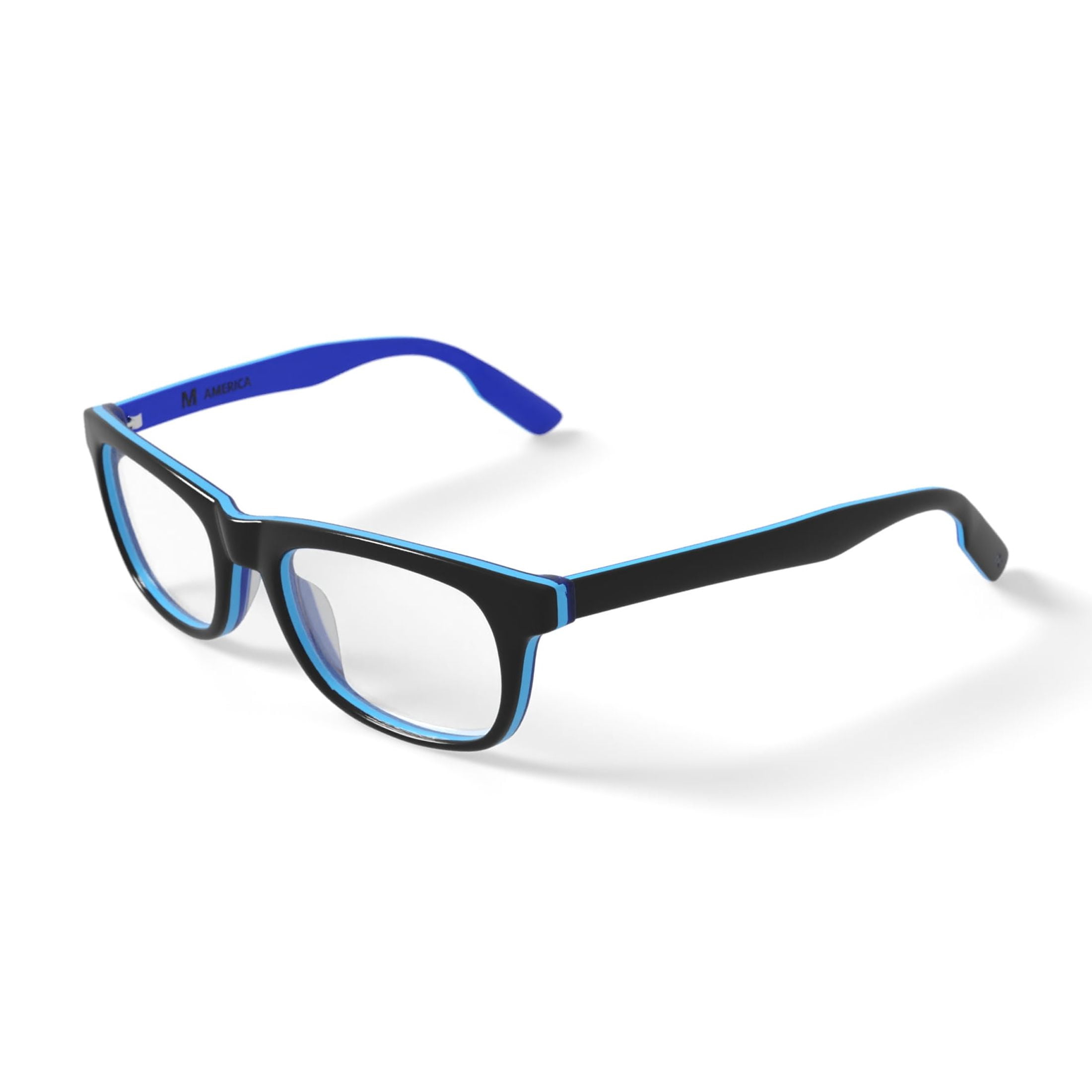 M America Youth MU305 Square Prescription Eyeglasses with Case, Dark/Light Blue