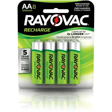 Rayovac Rechargeable NiMH, AA Batteries, 8 Count