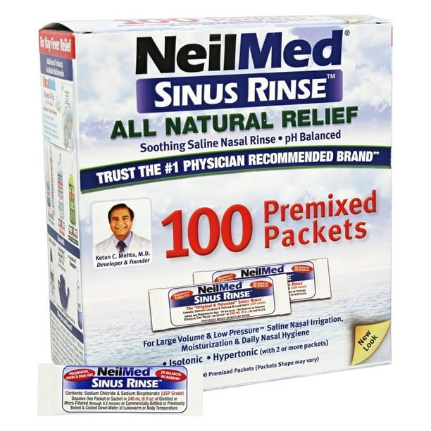 NeilMed Pharmaceuticals - Sinus Rinse All Natural Relief - 100 Premixed ...