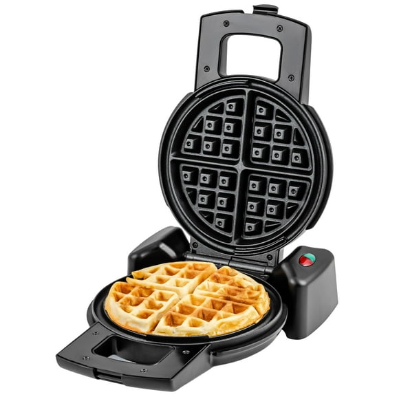 OVENTE Belgian Waffle Maker with Non-Stick Plates 180?Rotating Function and Cool Touch Handle for Easy Single Flip Perfect for Cooking 7?Classic Waffles for Breakfast or Snacks Black WMF1440BR