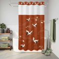 thumbnail image 6 of No Hook Shower Curtain, Japanese Style Shower Curtains for Bathroom with See Through Top Window, Vintage Art Cranes Ocean Wave Red Waterproof & Washable Bath Curtain Small Stall 36"x78", 6 of 9