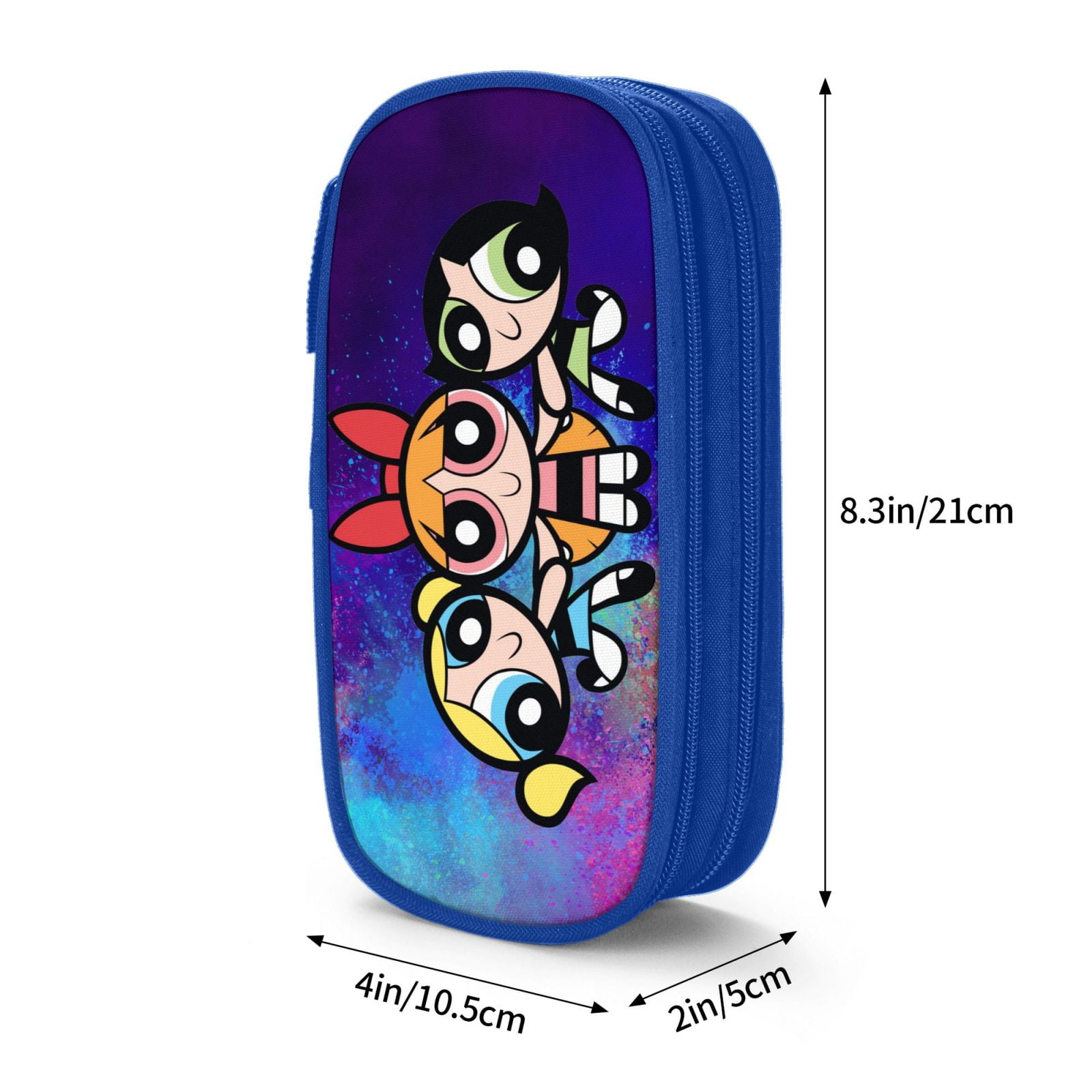 The Powerpuff Gi-rls Pencil Case Large Capacity Pencil Pouch Penbag Office Stationery Organizer Travel Makeup Bag Blue