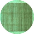 thumbnail image 1 of Ahgly Company Machine Washable Indoor Round Abstract Turquoise Blue Modern Area Rugs, 5' Round, 1 of 4