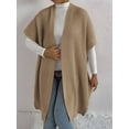 thumbnail image 4 of Women'S Ribbed Knit Cardigan Batwing Short Sleeve Oversized Casual Sweater Chunky Side Split Long Coat Camel One size, 4 of 9
