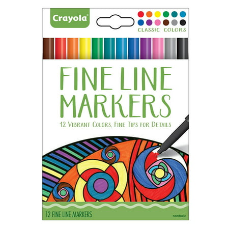 58-7713 Fineline Markers 12 Vibrant Colors with Fine Tips, FINE LINE MARKERS ARE BEST FOR DETAIL COLORING By