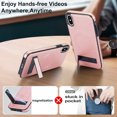 thumbnail image 4 of for iPhone X/XS PU Leather Back Case, Built-in Invisible Stand [Compatible with Magsafe] Protective Slim Kickstand Anti-fall Phone Cover Compatible with iPhone X/XS, Rosegold, 4 of 8
