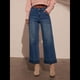 thumbnail image 4 of Pantalones Vaqueros de Cintura Alta y Pierna para Mujer, Modernos, de Mezclilla Recortada, Elásticos, Hasta el Tobillo, con Bolsillos. Azul XL, 4 of 9