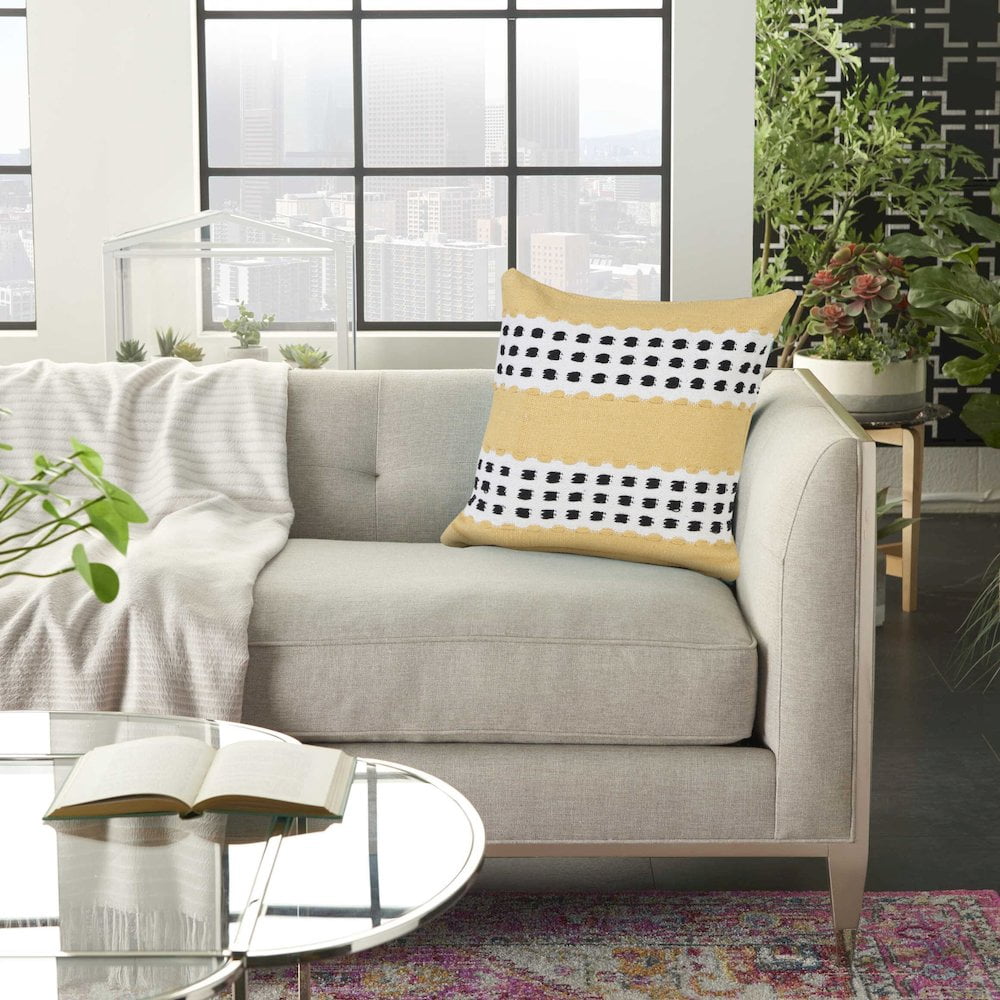 LR Home Metropolitan Woven Dash Grid Striped Throw Pillow