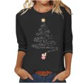 thumbnail image 2 of Meichang Hauts à Manches 3/4 pour Femmes, Col Rond, Imprimé Joyeux Noël, T-Shirts Amples, Pull de Noël, 2 of 4