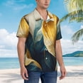 thumbnail image 5 of Daiia Golden Blue Leaf Design Hawaiian Shirt for Men Gentle Cotton Regular Short Sleeve Casual-Medium, 5 of 9