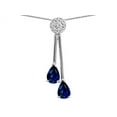thumbnail image 2 of Star K� Double Drop Pear Shape Ball Bar Created Sapphire Pendant Necklace, 2 of 9