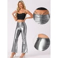 thumbnail image 2 of DARING DIVA Women's Disco Outfit Drawstring Metallic Wide Leg Pants XS Silver, 2 of 6