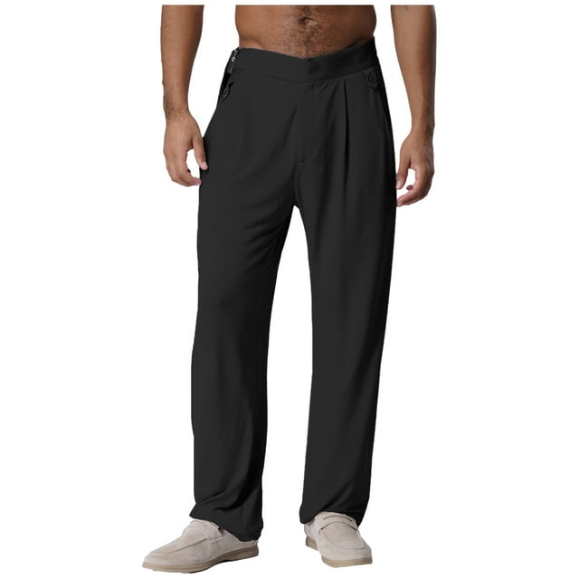 YiZYiF Men's Latin Dance Pant Salsa Rumba Tango Competition Ballroom Practice Pants Trousers Black S