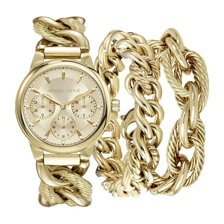 Kendall + Kylie Ladies Gold Tone Metal Analog Watch and Bracelet Set
