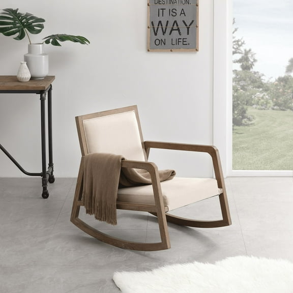 Luna Wood Rocking Chair in Coffee Brushed Finish