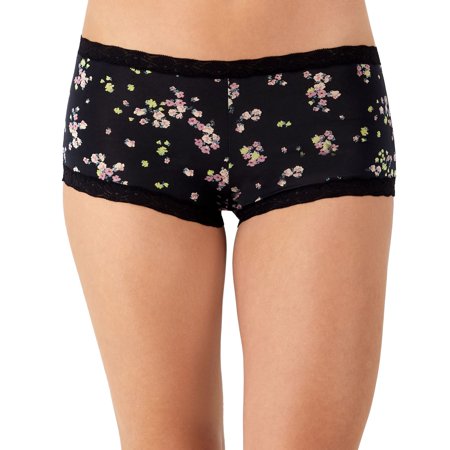 Maidenform® One Fab Fit® Microfiber Boyshort Underwear with Lace 40760 Color: Black Floral Fab Size: 7